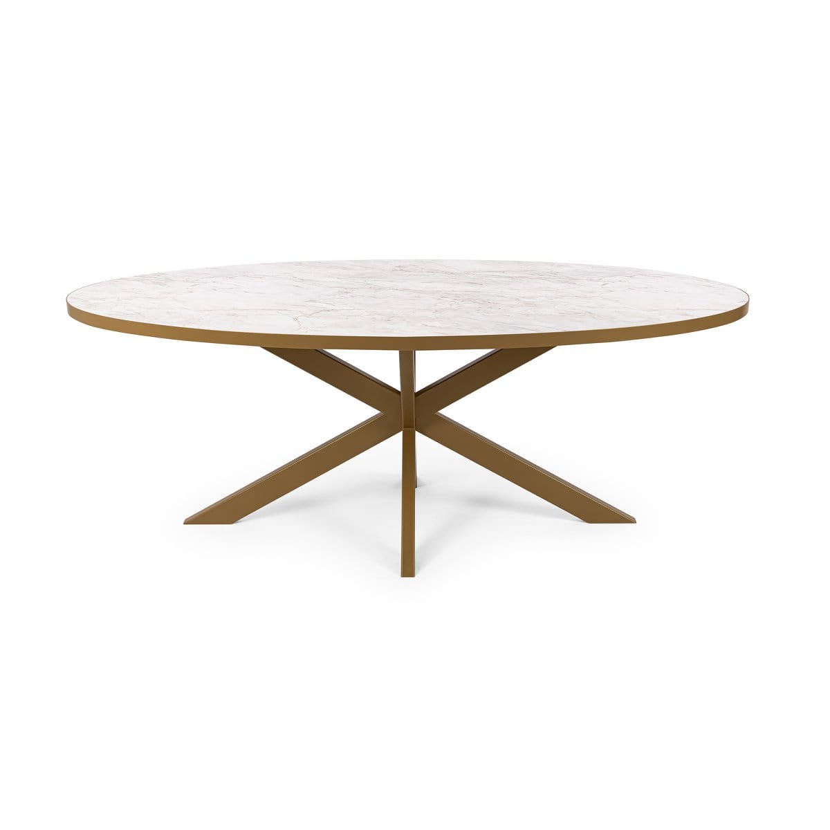 Stalux Stalux Ovale eettafel 'Mees' 240 x 110cm, kleur goud / wit marmer