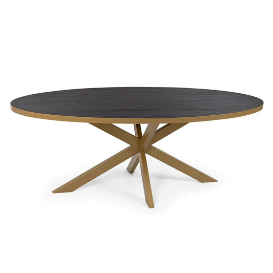 Stalux Stalux Ovale eettafel 'Mees' 240 x 110cm, kleur goud / zwart eiken