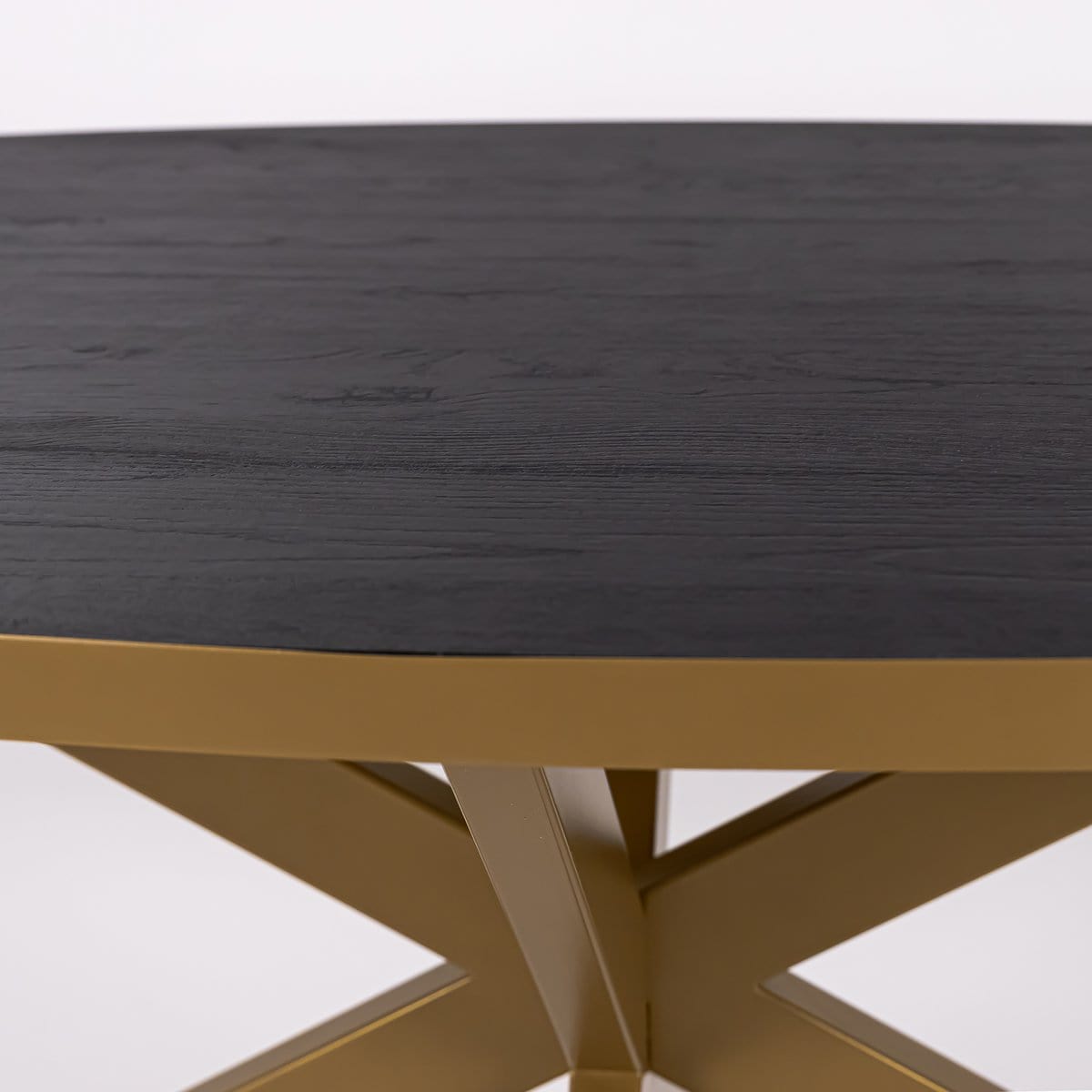 Stalux Stalux Ovale eettafel 'Mees' 240 x 110cm, kleur goud / zwart eiken