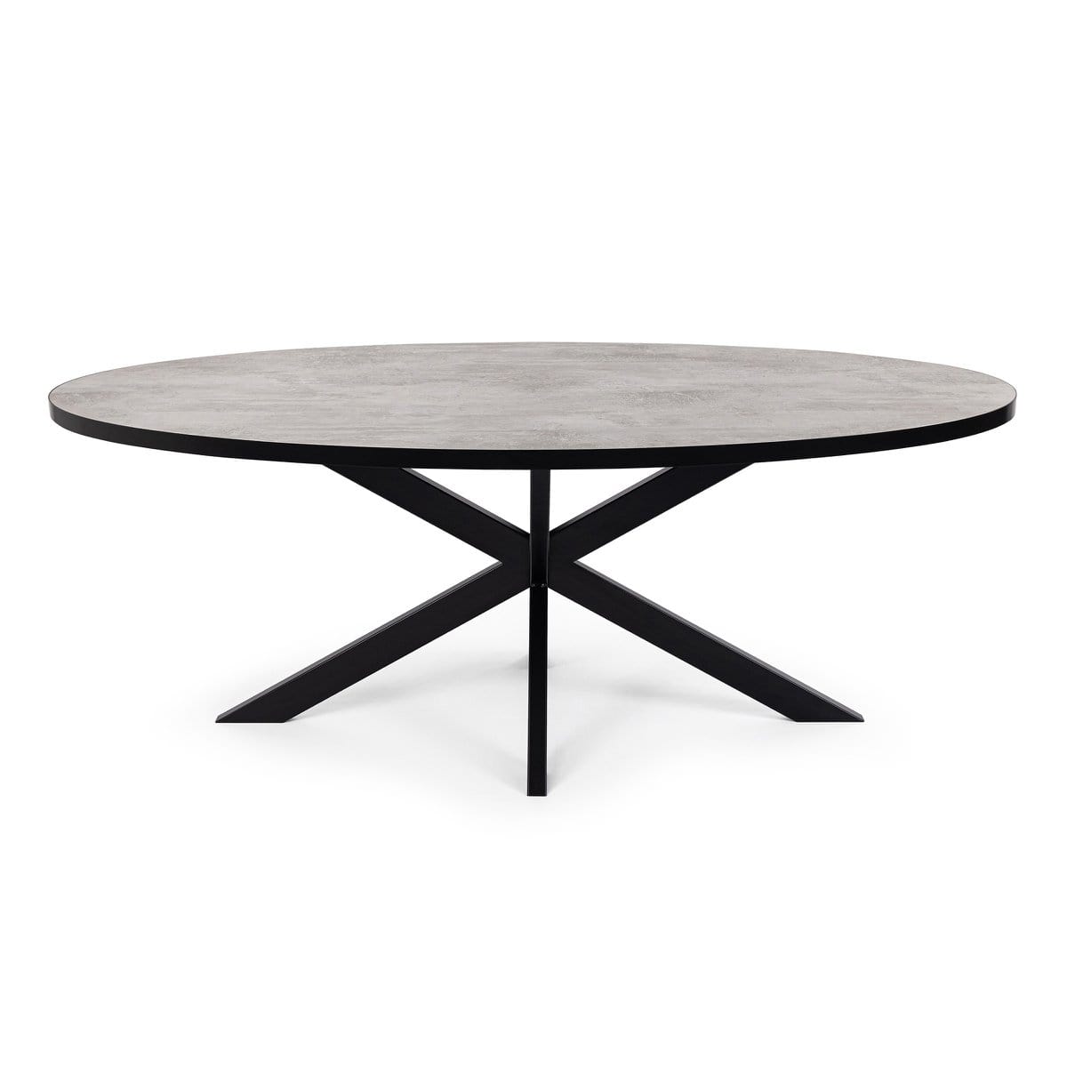 Stalux Stalux Ovale eettafel 'Mees' 240 x 110cm, kleur zwart / beton