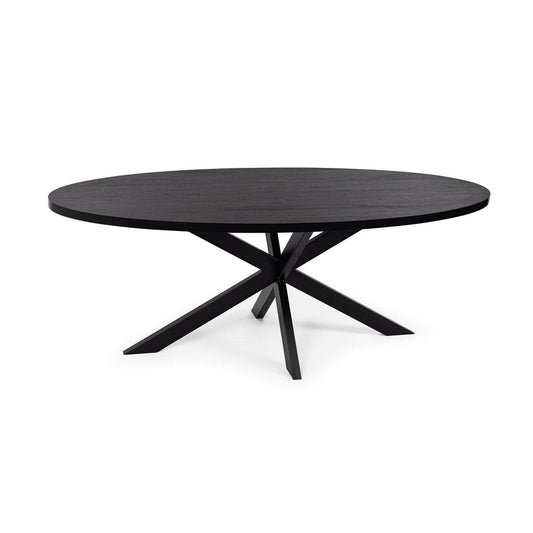 Stalux Stalux Ovale eettafel 'Mees' 240 x 110cm, kleur zwart / zwart eiken