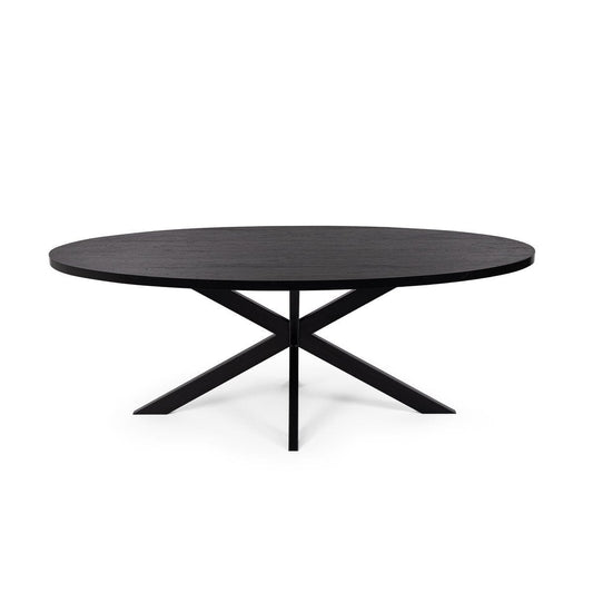 Stalux Stalux Ovale eettafel 'Mees' 240 x 110cm, kleur zwart / zwart eiken