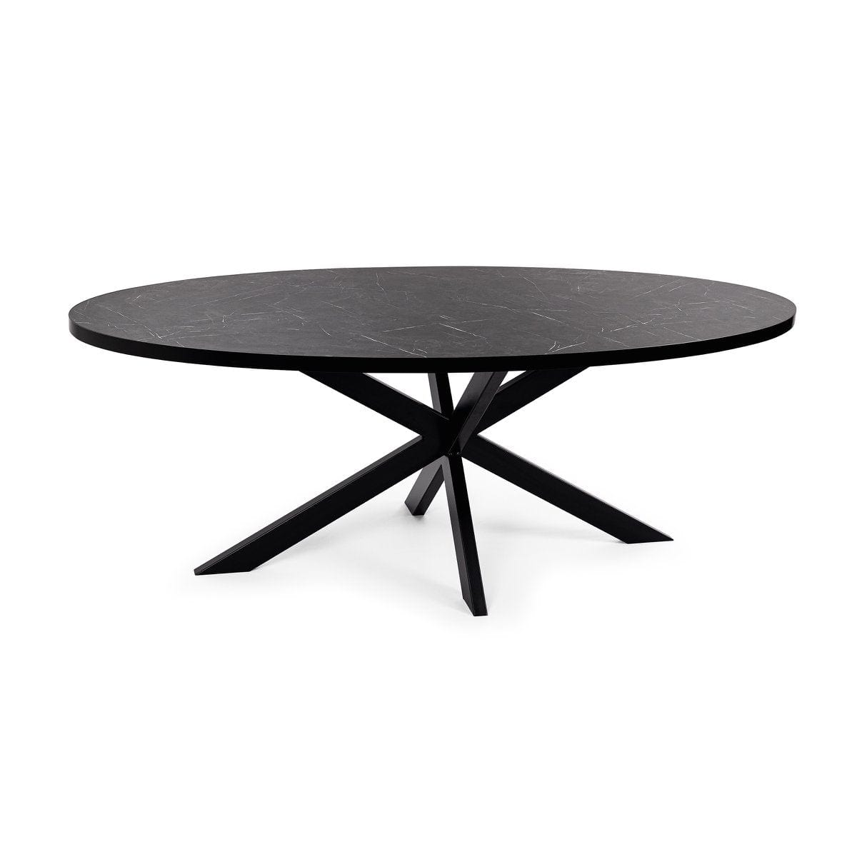 Stalux Stalux Ovale eettafel 'Mees' 240 x 110cm, kleur zwart / zwart marmer