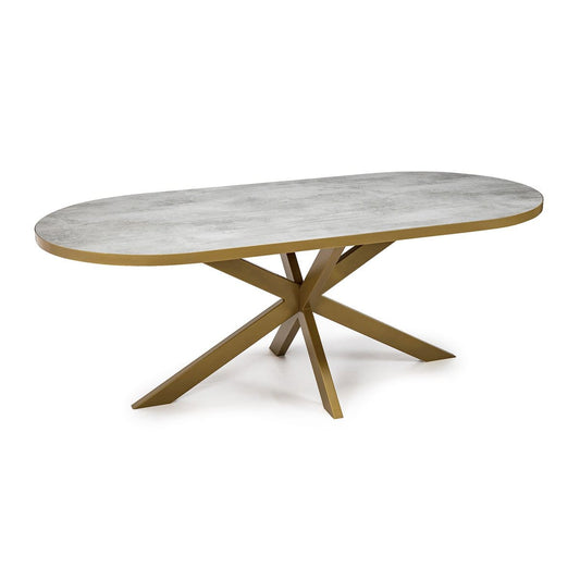 Stalux Stalux Plat ovale eettafel 'Noud' 180 x 100, kleur goud / beton