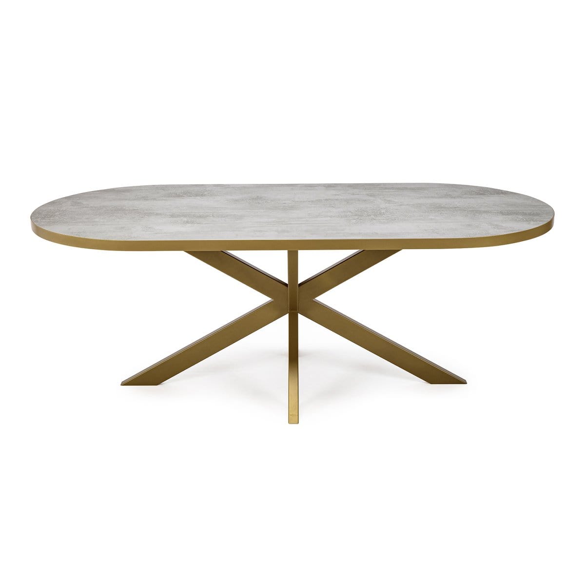 Stalux Stalux Plat ovale eettafel 'Noud' 180 x 100, kleur goud / beton