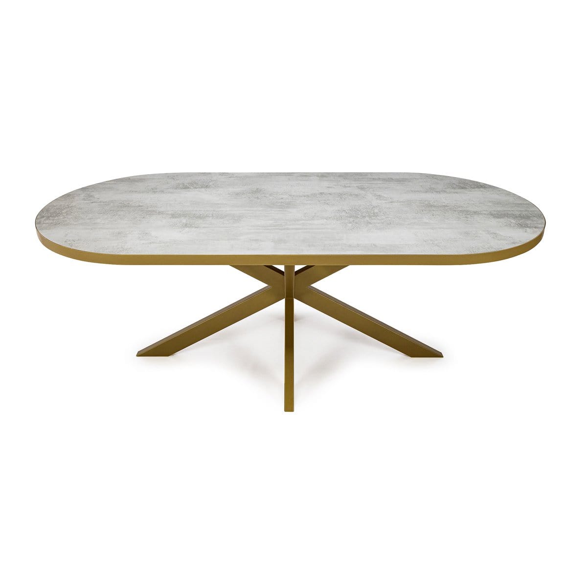 Stalux Stalux Plat ovale eettafel 'Noud' 180 x 100, kleur goud / beton