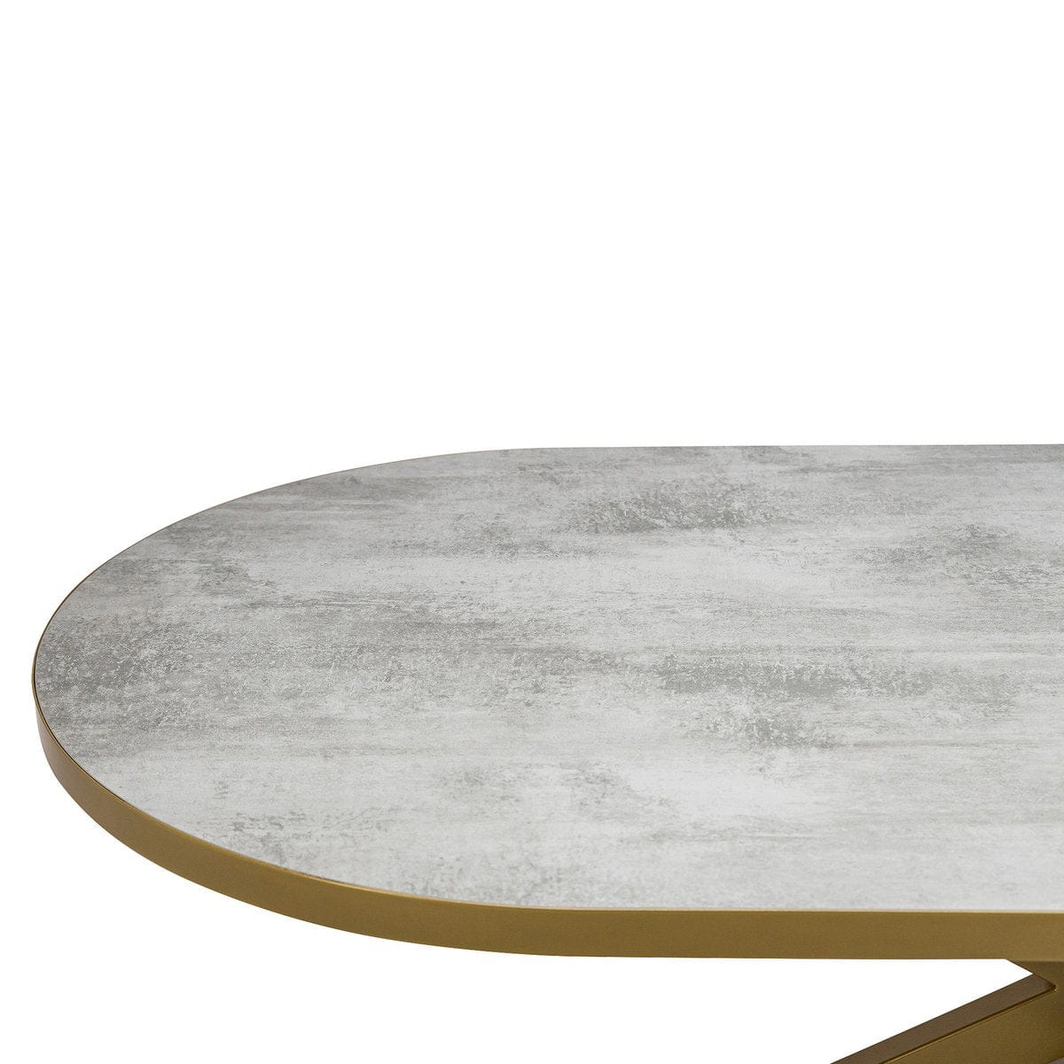 Stalux Stalux Plat ovale eettafel 'Noud' 180 x 100, kleur goud / beton