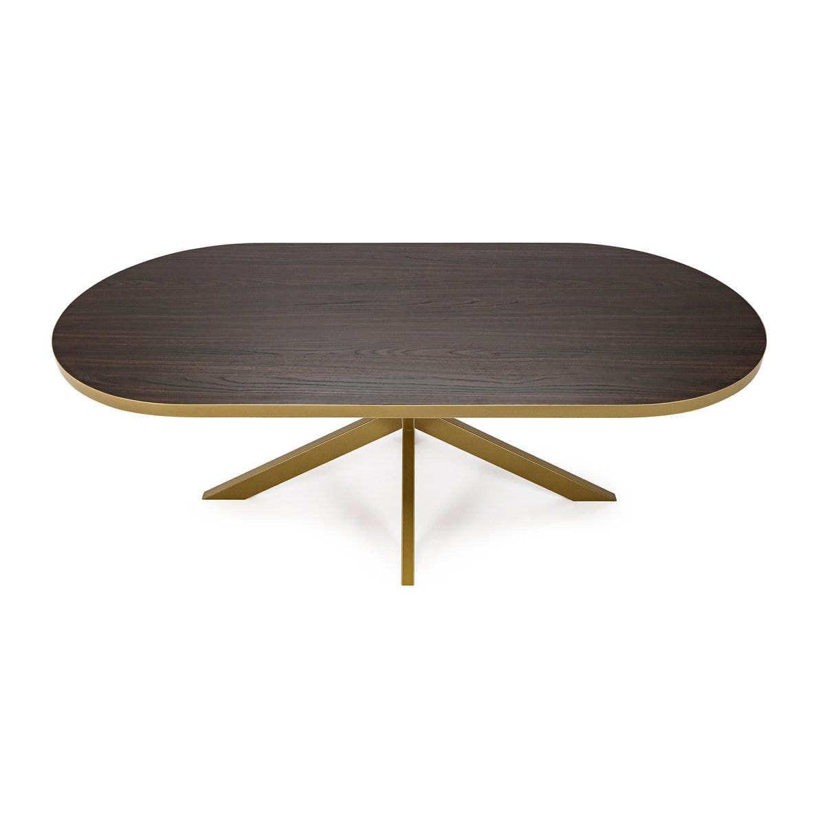 Stalux Stalux Plat ovale eettafel 'Noud' 180 x 100, kleur goud / bruin hout