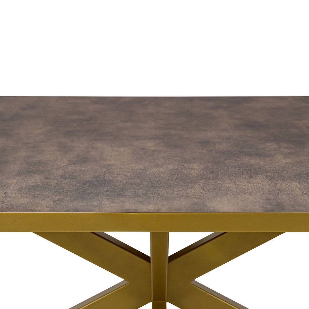 Stalux Stalux Plat ovale eettafel 'Noud' 180 x 100, kleur goud / lederlook bruin