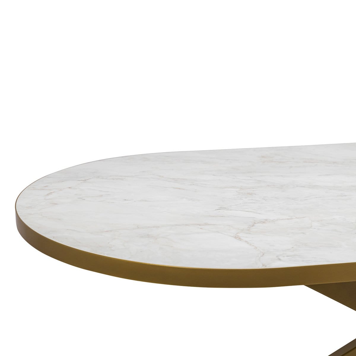 Stalux Stalux Plat ovale eettafel 'Noud' 180 x 100, kleur goud / wit marmer