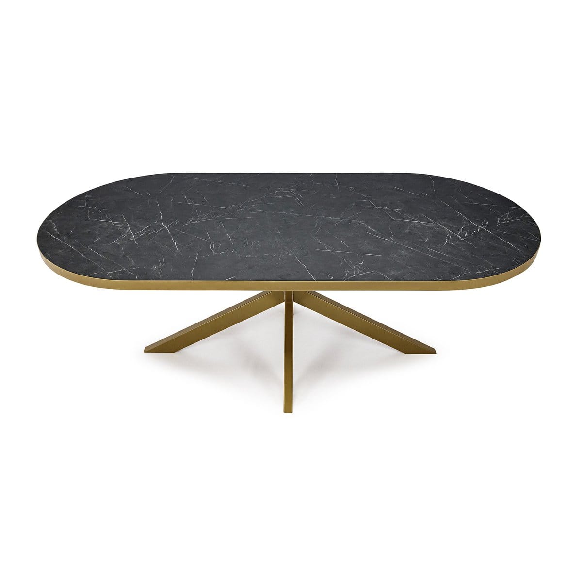 Stalux Stalux Plat ovale eettafel 'Noud' 180 x 100, kleur goud / zwart marmer