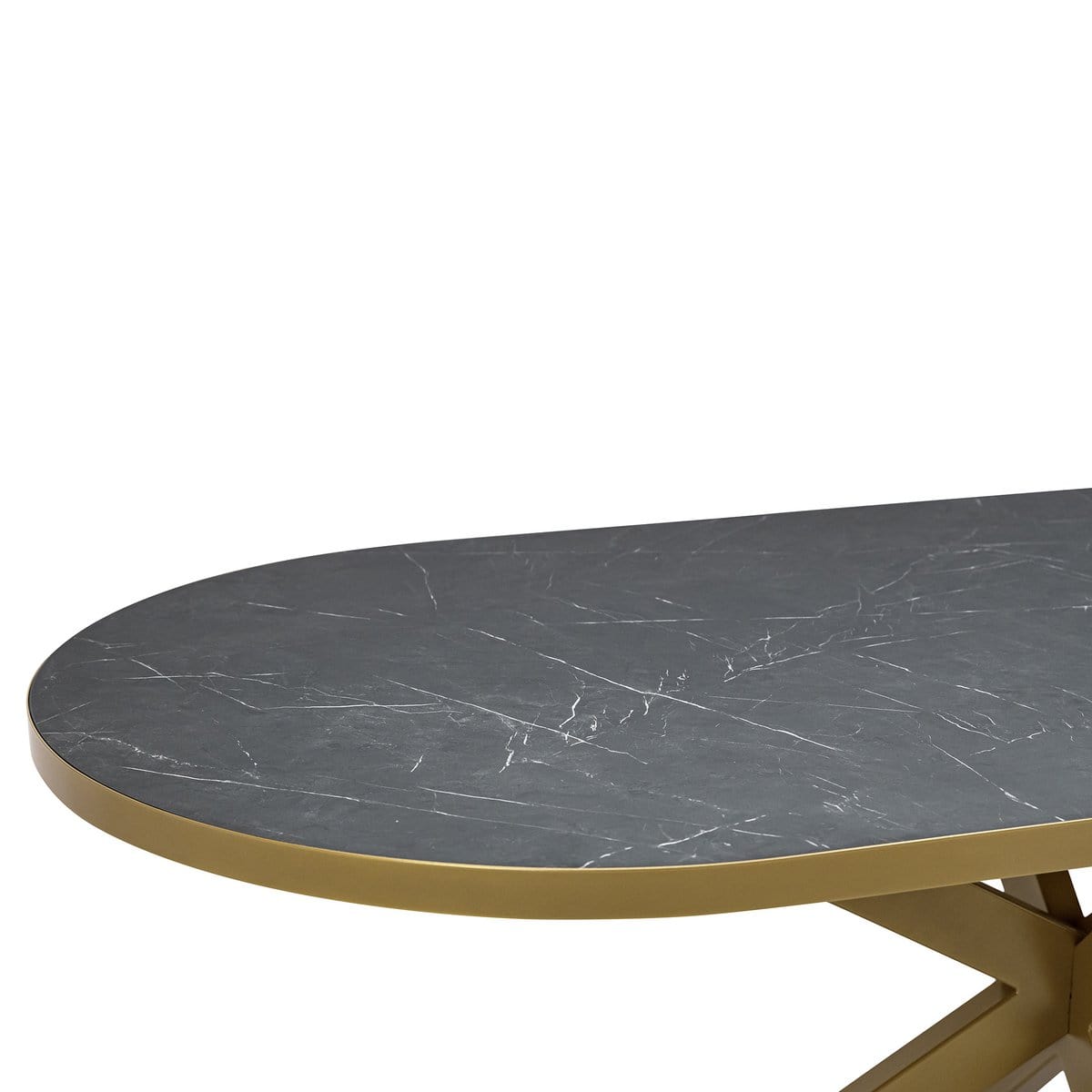 Stalux Stalux Plat ovale eettafel 'Noud' 180 x 100, kleur goud / zwart marmer