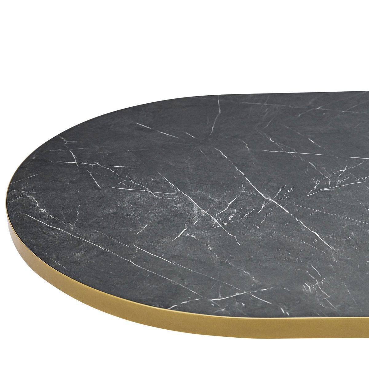 Stalux Stalux Plat ovale eettafel 'Noud' 180 x 100, kleur goud / zwart marmer