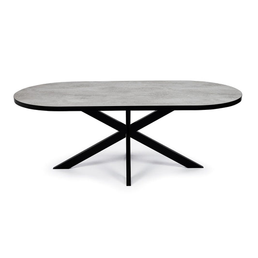 Stalux Stalux Plat ovale eettafel 'Noud' 180 x 100, kleur zwart / beton