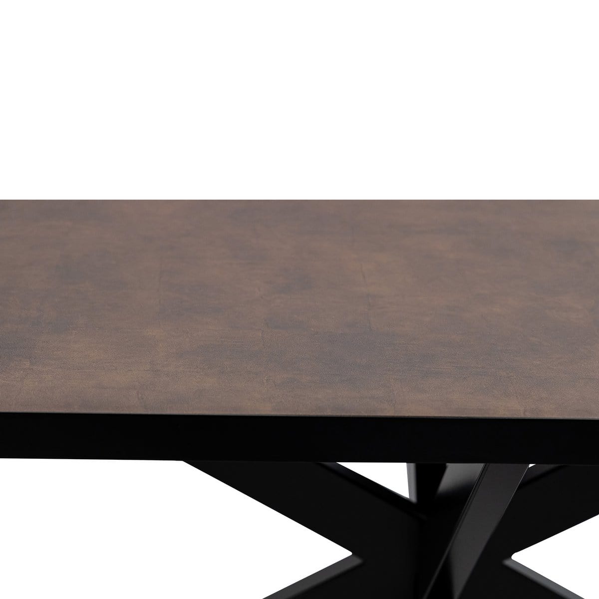 Stalux Stalux Plat ovale eettafel 'Noud' 180 x 100, kleur zwart / lederlook bruin