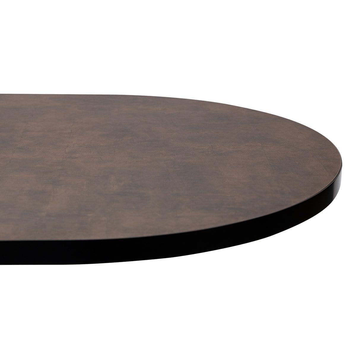 Stalux Stalux Plat ovale eettafel 'Noud' 180 x 100, kleur zwart / lederlook bruin