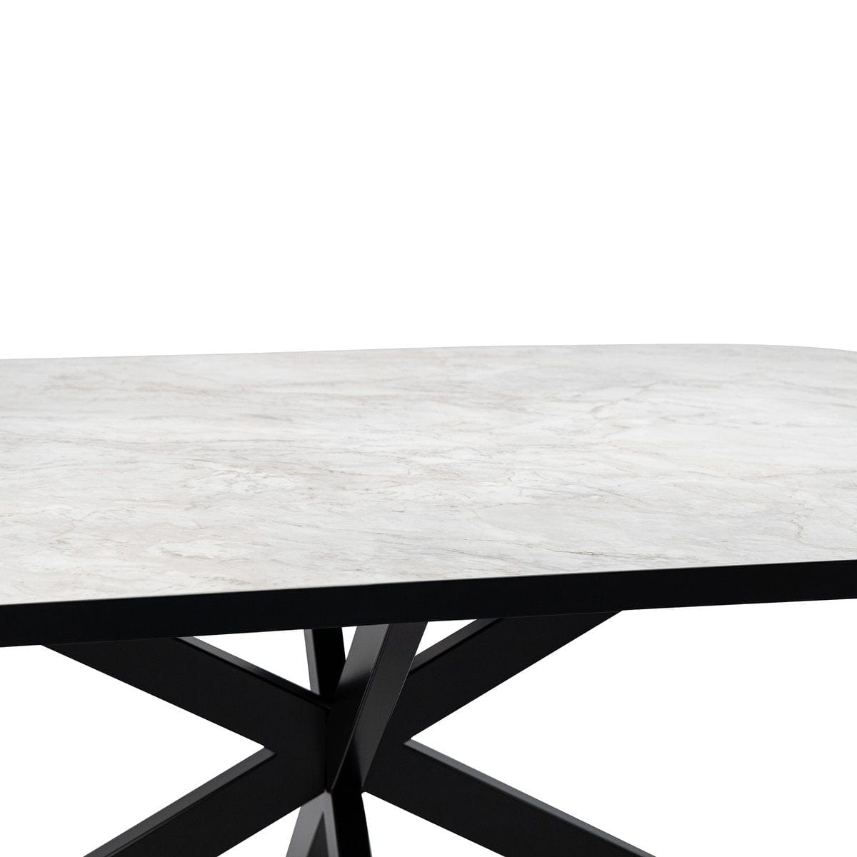 Stalux Stalux Plat ovale eettafel 'Noud' 180 x 100, kleur zwart / wit marmer