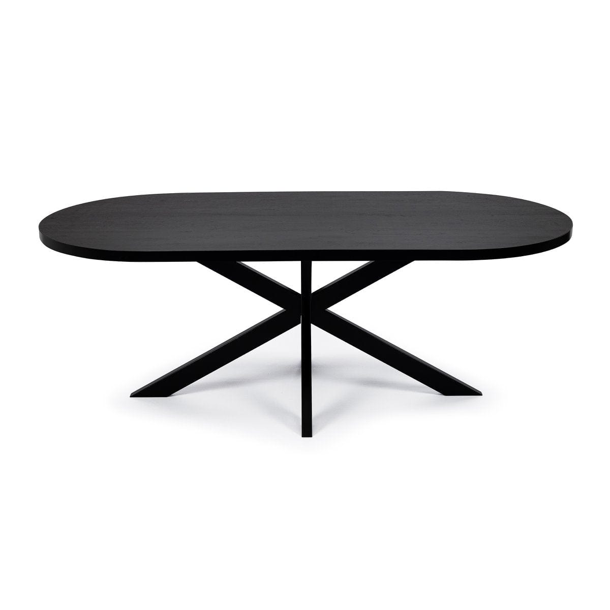 Stalux Stalux Plat ovale eettafel 'Noud' 180 x 100, kleur zwart / zwart eiken