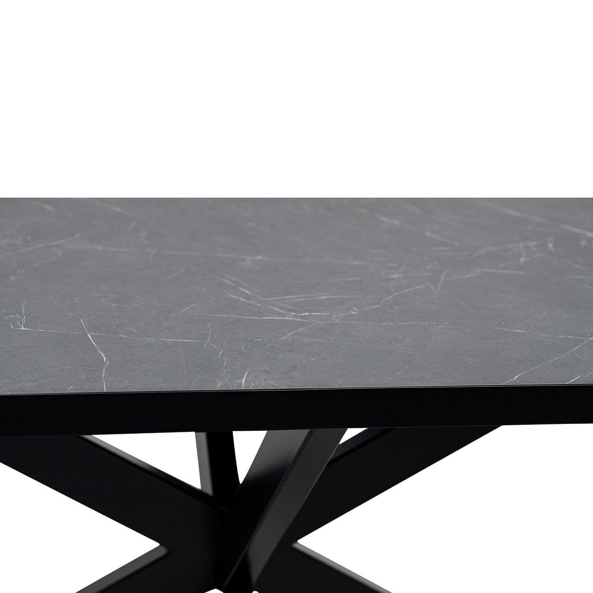 Stalux Stalux Plat ovale eettafel 'Noud' 180 x 100, kleur zwart / zwart marmer