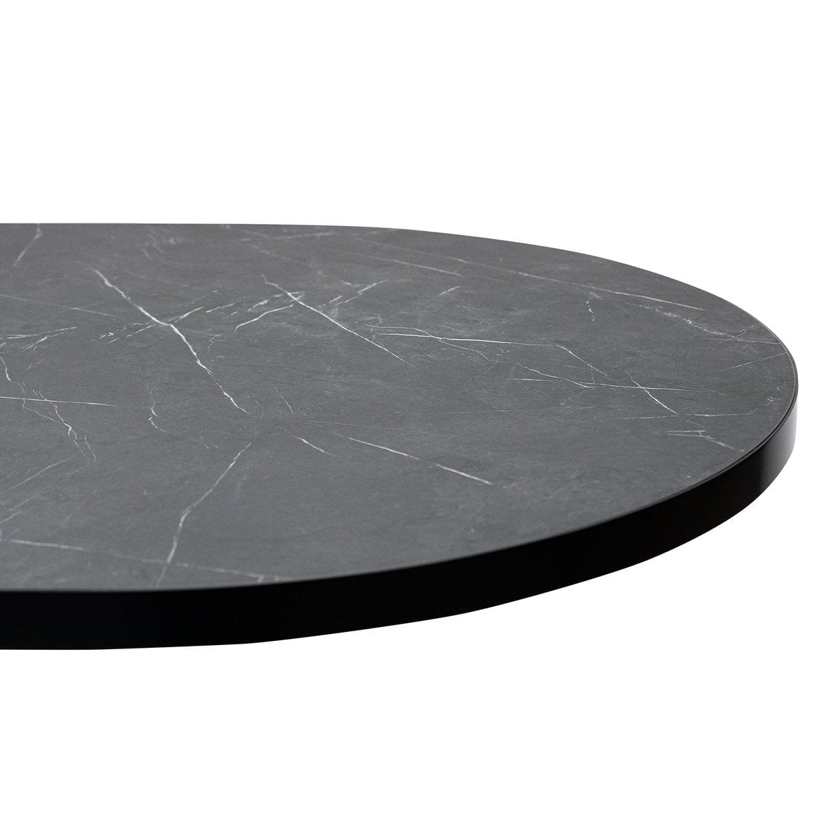 Stalux Stalux Plat ovale eettafel 'Noud' 180 x 100, kleur zwart / zwart marmer