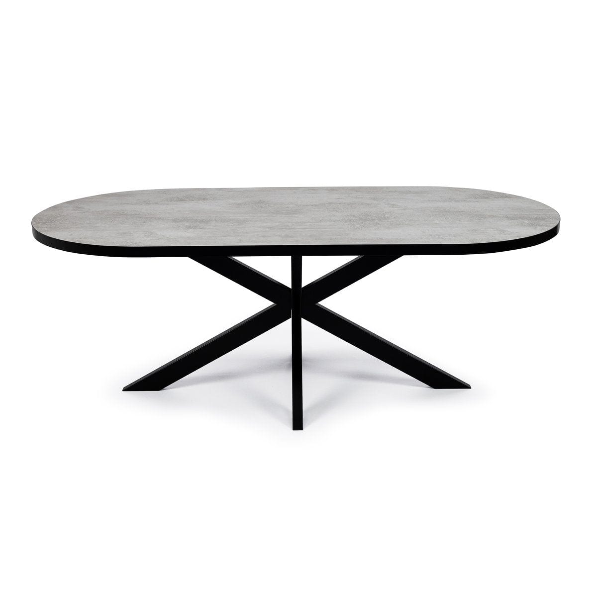 Stalux Stalux Plat ovale eettafel 'Noud' 210 x 100, kleur zwart / beton