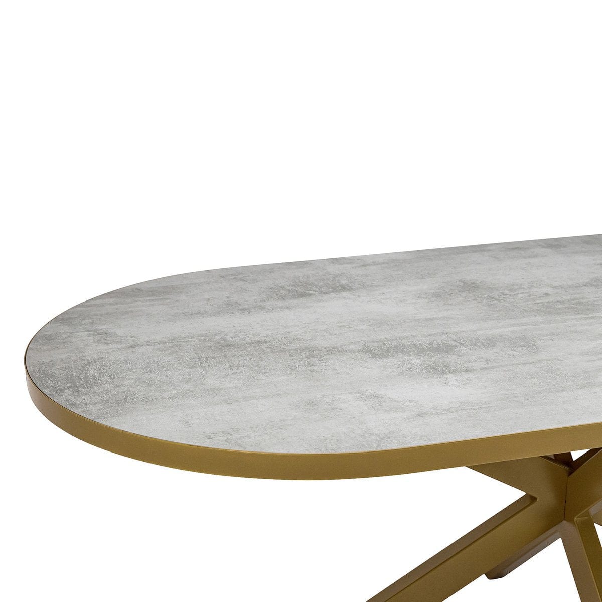 Stalux Stalux Plat ovale eettafel 'Noud' 240 x 100, kleur goud / beton