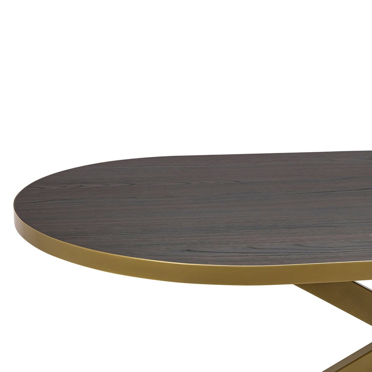 Stalux Stalux Plat ovale eettafel 'Noud' 240 x 100, kleur goud / bruin hout