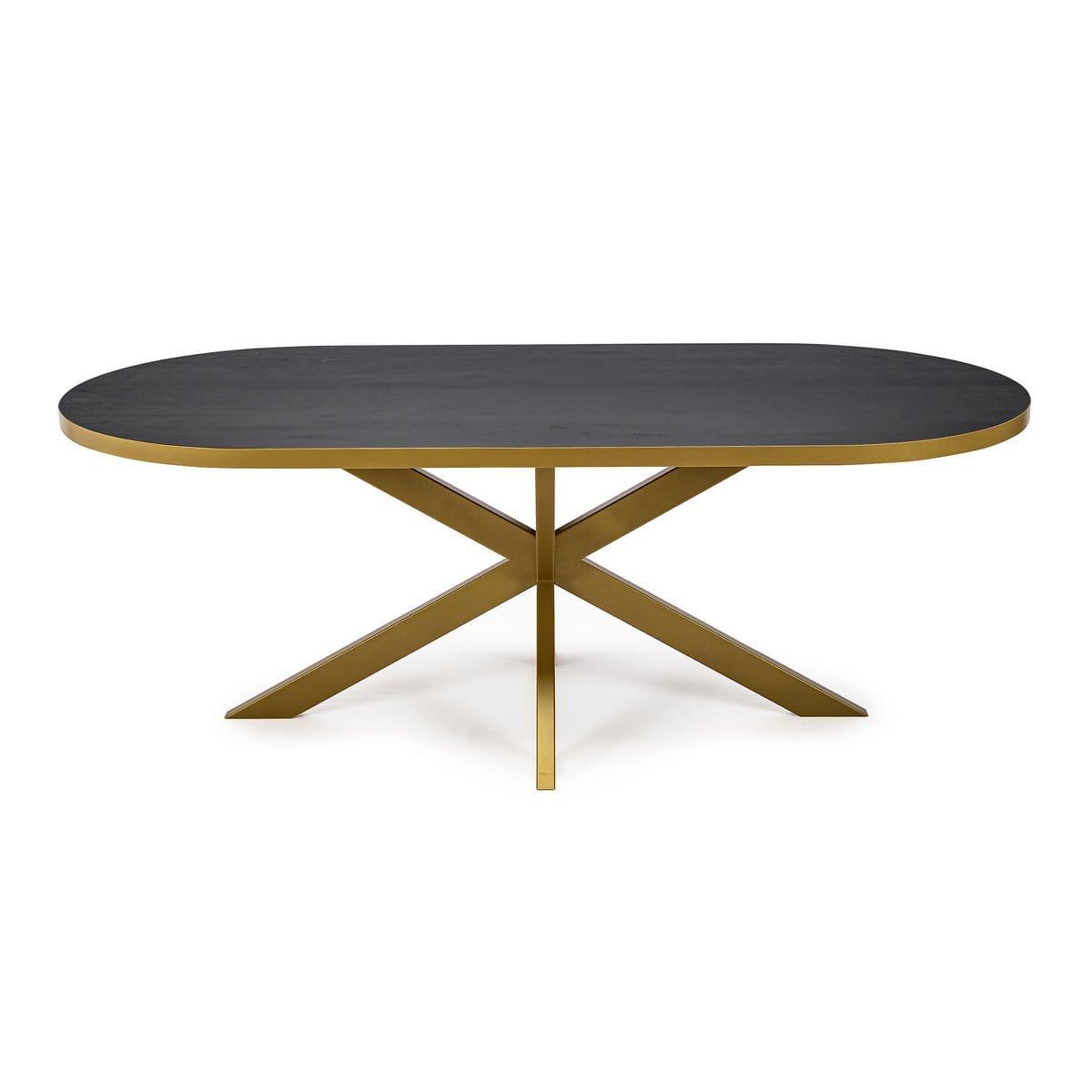 Stalux Stalux Plat ovale eettafel 'Noud' 240 x 100, kleur goud / zwart eiken