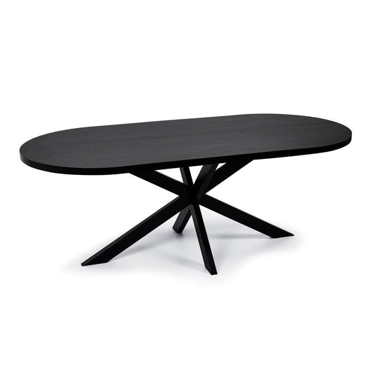 Stalux Stalux Plat ovale eettafel 'Noud' 240 x 100, kleur zwart / zwart eiken