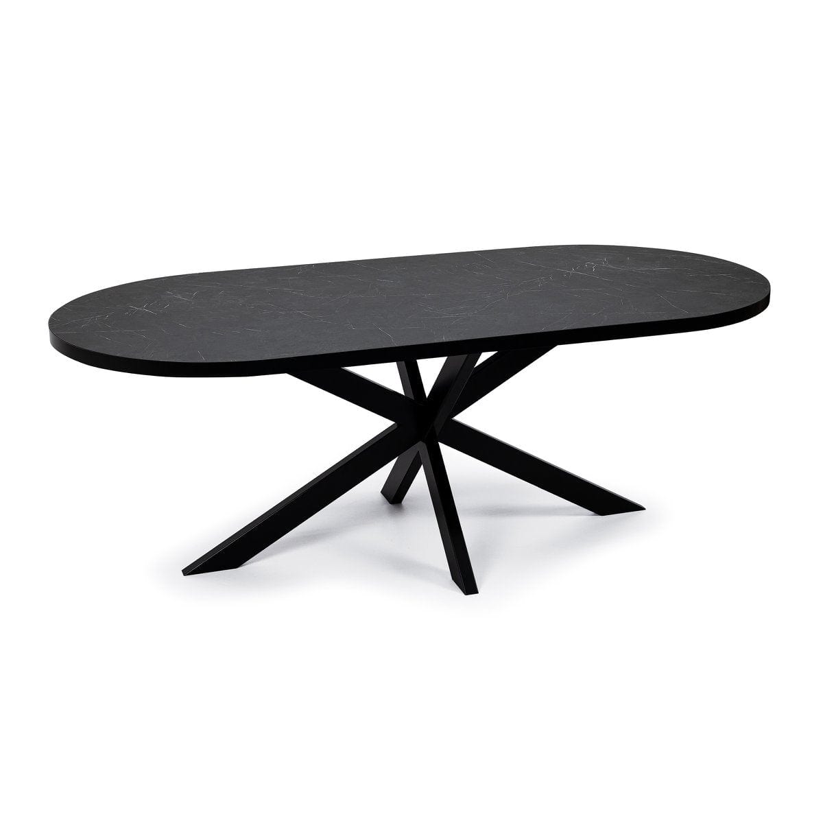 Stalux Stalux Plat ovale eettafel 'Noud' 240 x 100, kleur zwart / zwart marmer