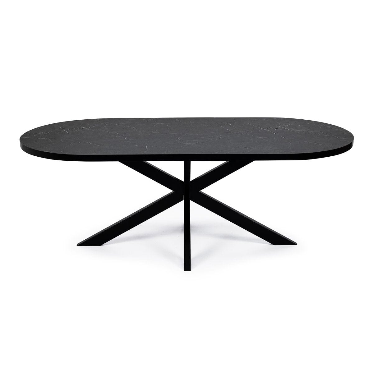 Stalux Stalux Plat ovale eettafel 'Noud' 240 x 100, kleur zwart / zwart marmer