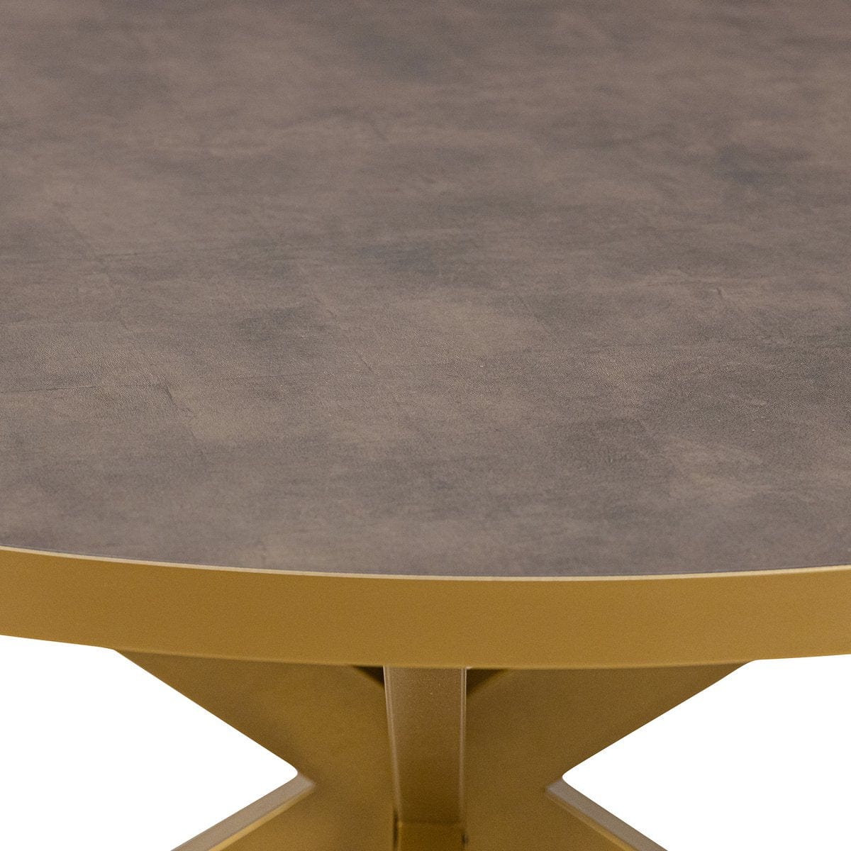 Stalux Stalux Ronde eettafel 'Daan' 120cm, kleur goud / lederlook bruin