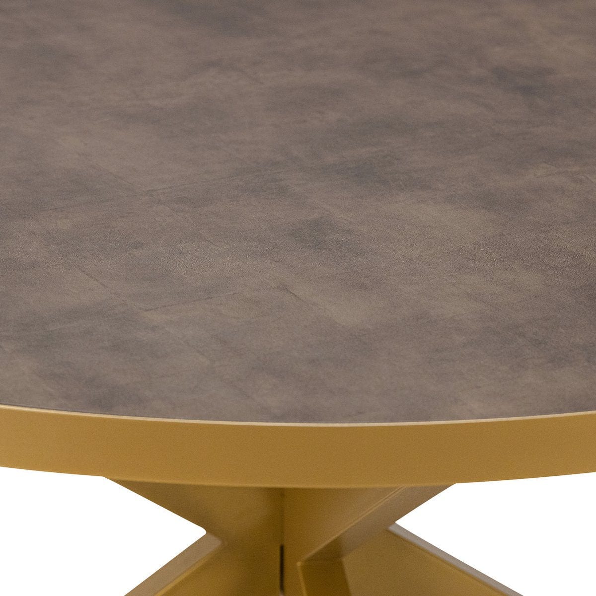 Stalux Stalux Ronde eettafel 'Daan' 120cm, kleur goud / lederlook bruin