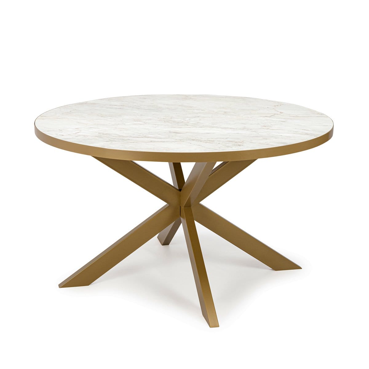 Stalux Stalux Ronde eettafel 'Daan' 120cm, kleur goud / wit marmer