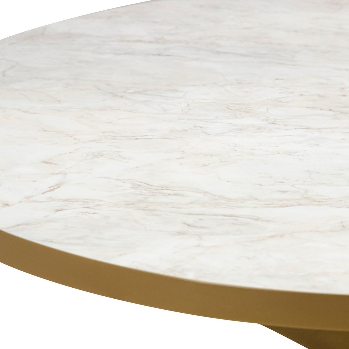 Stalux Stalux Ronde eettafel 'Daan' 120cm, kleur goud / wit marmer