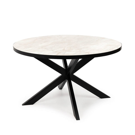 Stalux Stalux Ronde eettafel 'Daan' 120cm, kleur zwart / wit marmer