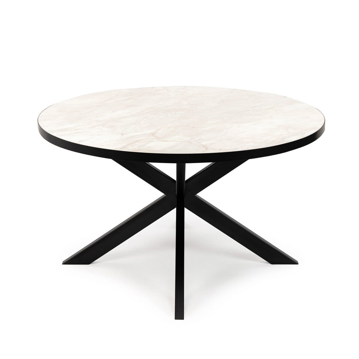 Stalux Stalux Ronde eettafel 'Daan' 120cm, kleur zwart / wit marmer