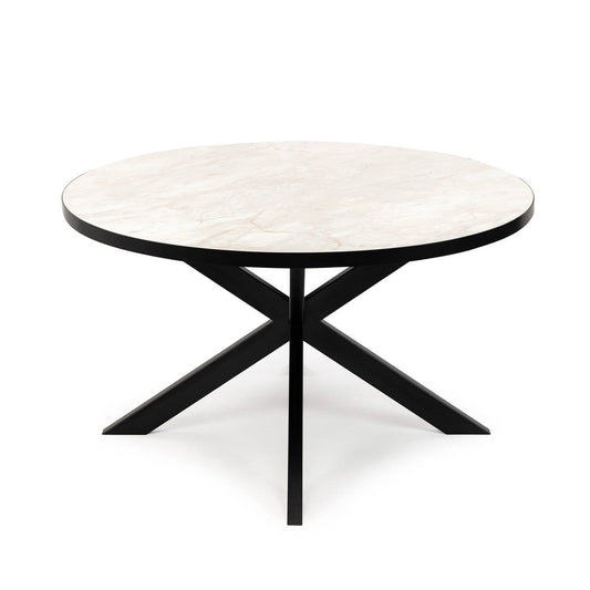 Stalux Stalux Ronde eettafel 'Daan' 120cm, kleur zwart / wit marmer