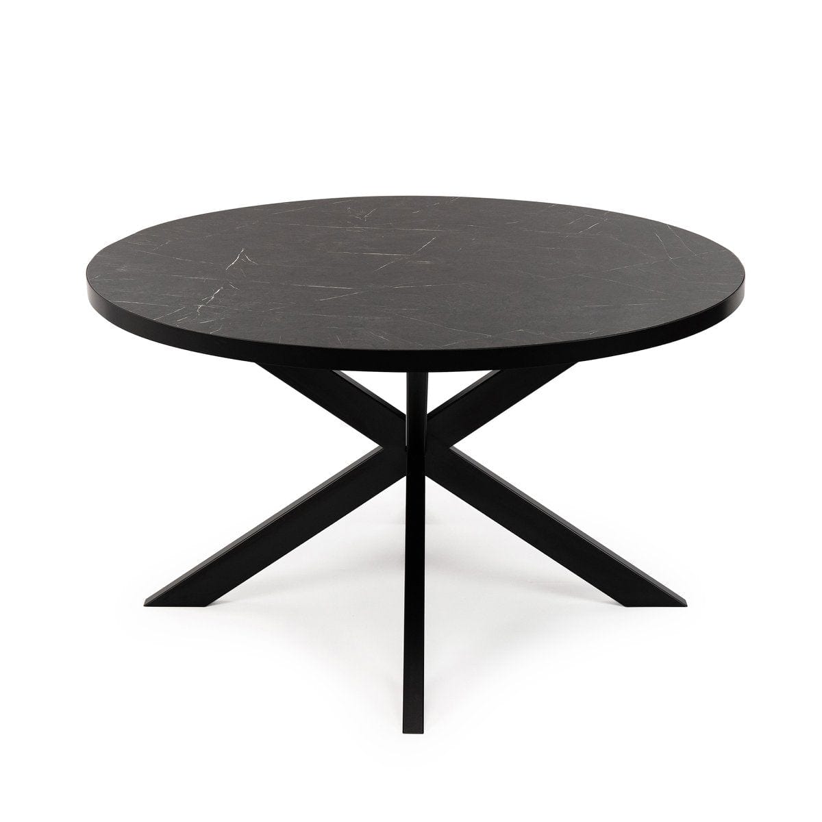 Stalux Stalux Ronde eettafel 'Daan' 120cm, kleur zwart / zwart marmer