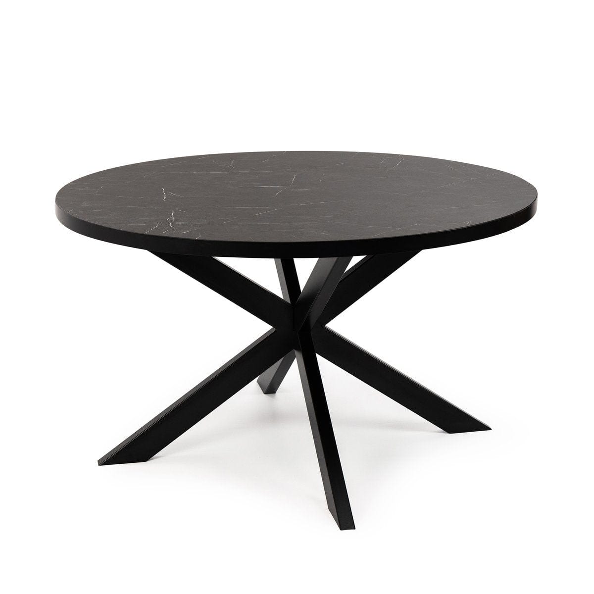 Stalux Stalux Ronde eettafel 'Daan' 120cm, kleur zwart / zwart marmer