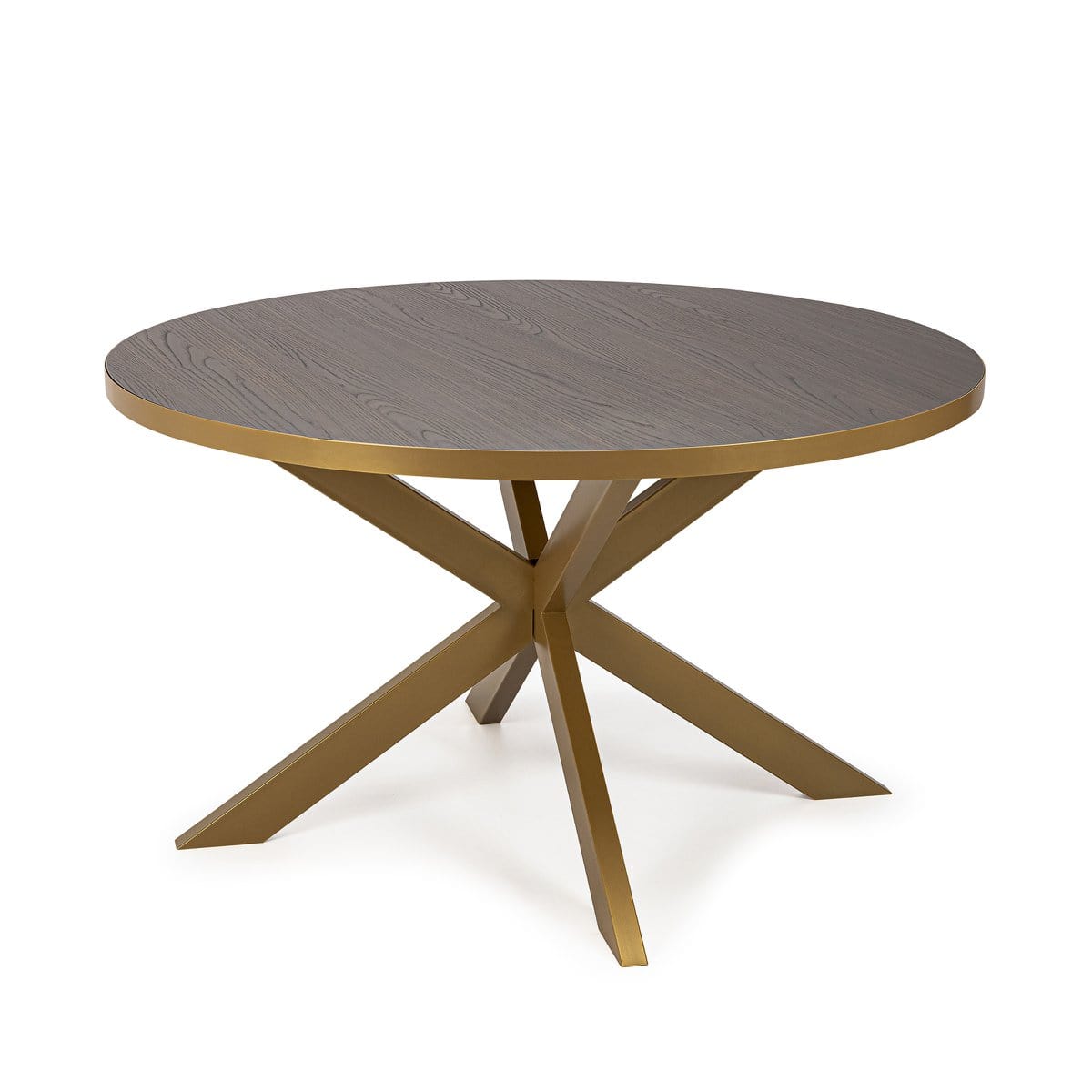 Stalux Stalux Ronde eettafel 'Daan' 135cm, kleur goud / bruin hout