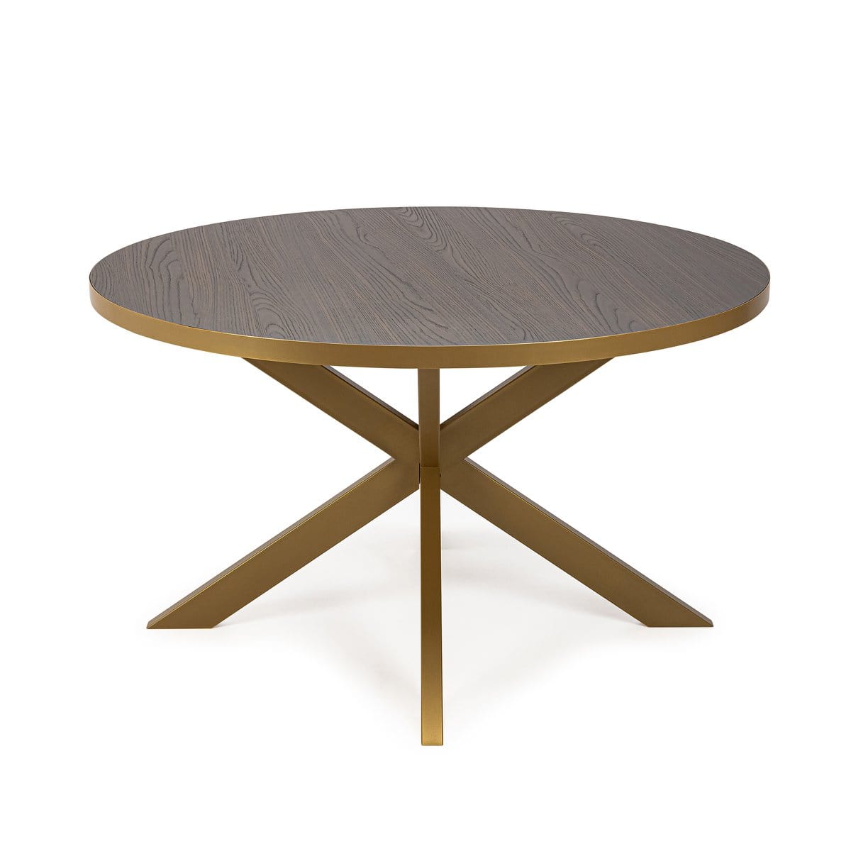 Stalux Stalux Ronde eettafel 'Daan' 135cm, kleur goud / bruin hout