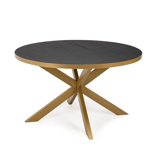 Stalux Stalux Ronde eettafel 'Daan' 135cm, kleur goud / zwart eiken