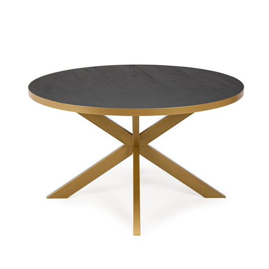 Stalux Stalux Ronde eettafel 'Daan' 135cm, kleur goud / zwart eiken