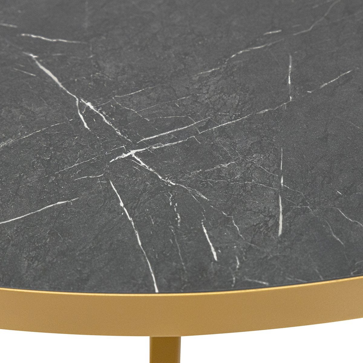 Stalux Stalux Ronde eettafel 'Daan' 135cm, kleur goud / zwart marmer