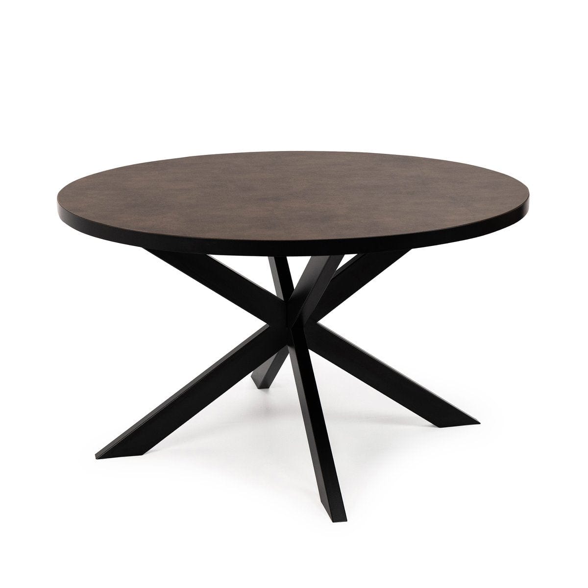 Stalux Stalux Ronde eettafel 'Daan' 135cm, kleur zwart / lederlook bruin