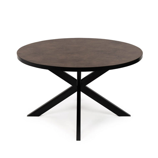 Stalux Stalux Ronde eettafel 'Daan' 135cm, kleur zwart / lederlook bruin