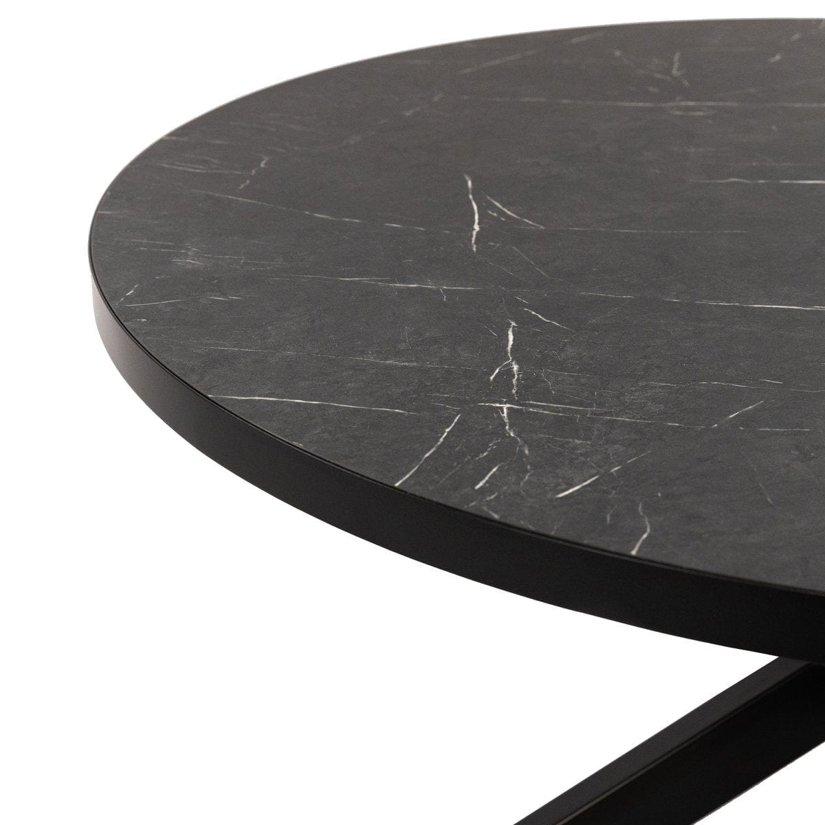 Stalux Stalux Ronde eettafel 'Daan' 135cm, kleur zwart / zwart marmer