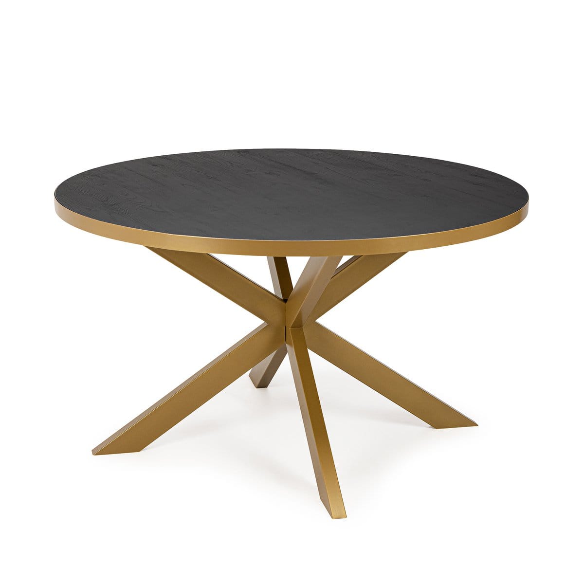 Stalux Stalux Ronde eettafel 'Daan' 148cm, kleur goud / zwart eiken