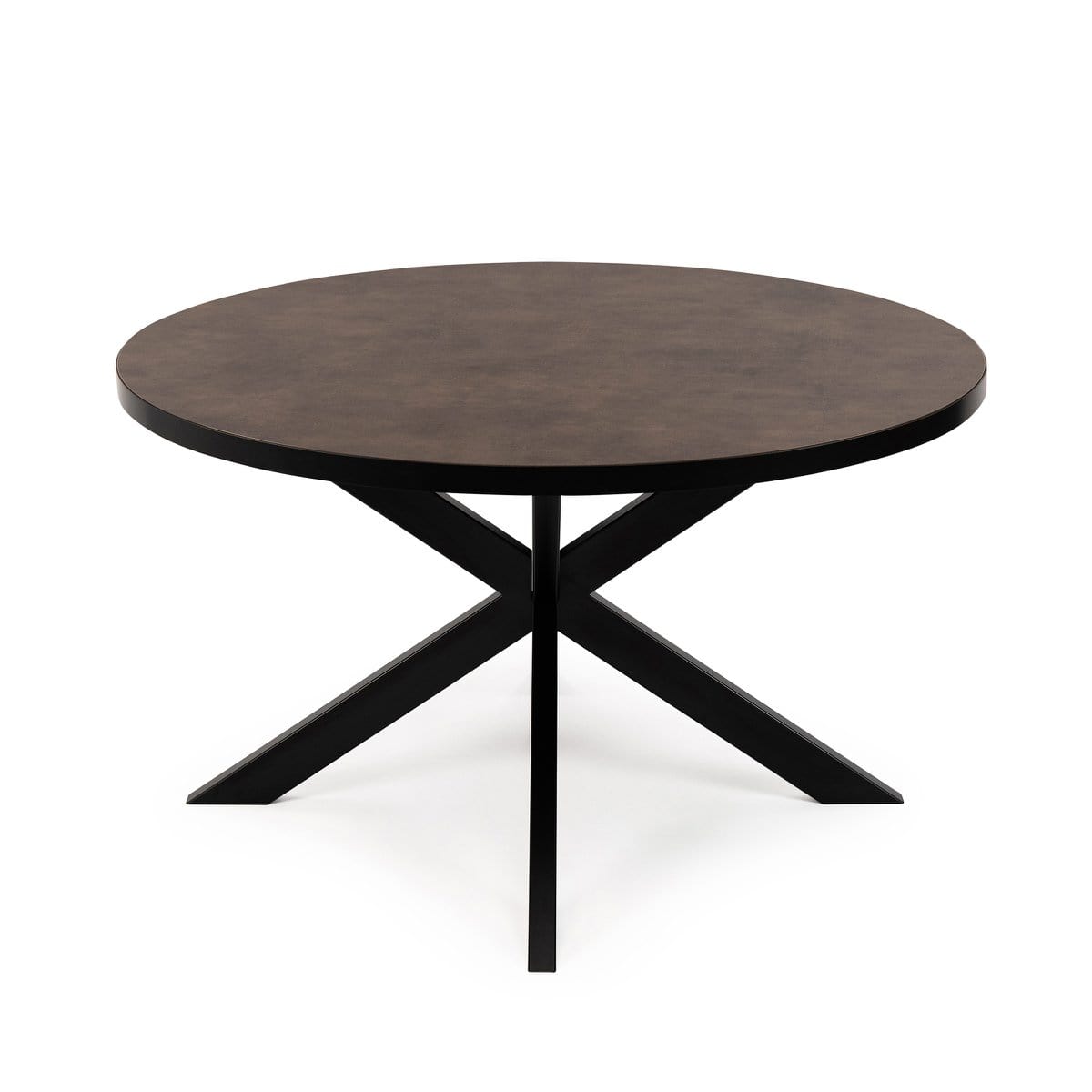 Stalux Stalux Ronde eettafel 'Daan' 148cm, kleur zwart / lederlook bruin